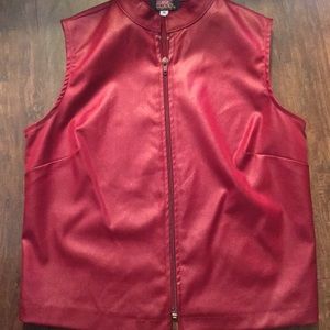 Red PU pleather zip up vest, very trendy